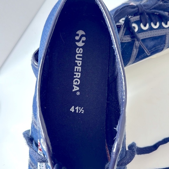 Superga Navy Blue Low Top Sneakers Women Size 10 - Men Size 8 Size Lace Up - Picture 9 of 10